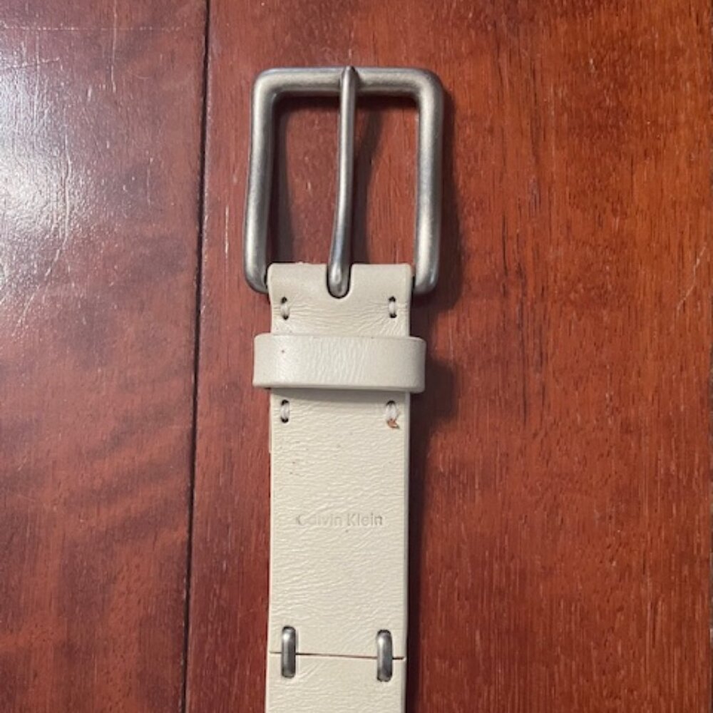 Men's Calvin Klein Cream-Colored Leather Belt Size 32
